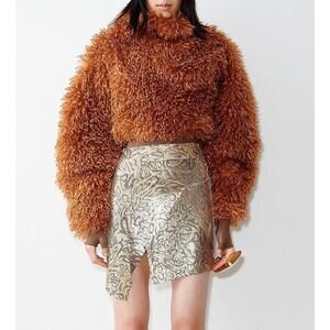 NEW POSTER GIRL belle crop faux fur high neck sweater in mocha